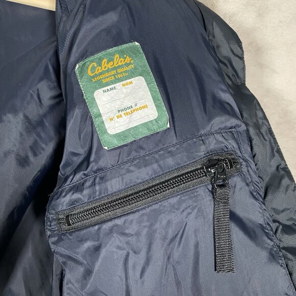 Cabela's 650 Fill Goose Down Puffer Jacket Size M Quilted Winter Coat Navy Black - Picture 8 of 13